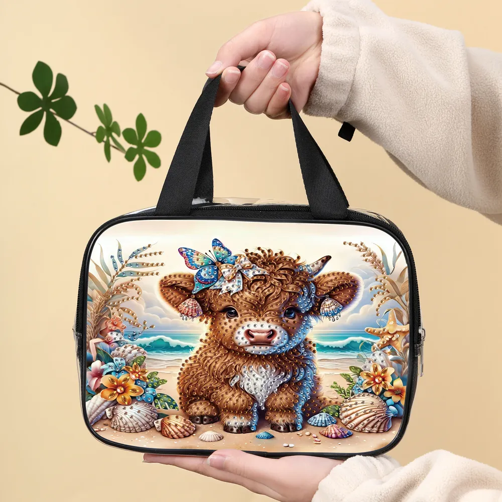 Reisetasche Diamantmalerei mit Kristallen und Tiermuster