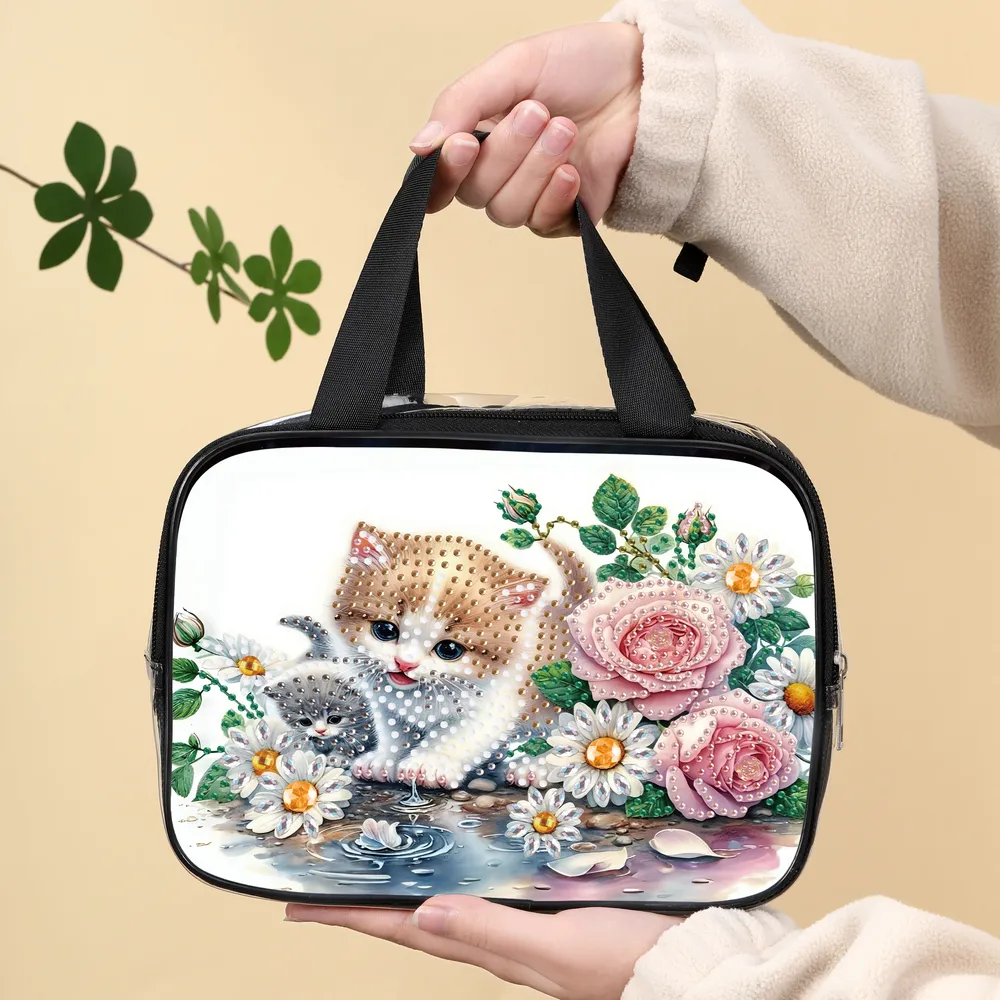 Reisetasche Diamantmalerei mit Kristallen und Tiermuster