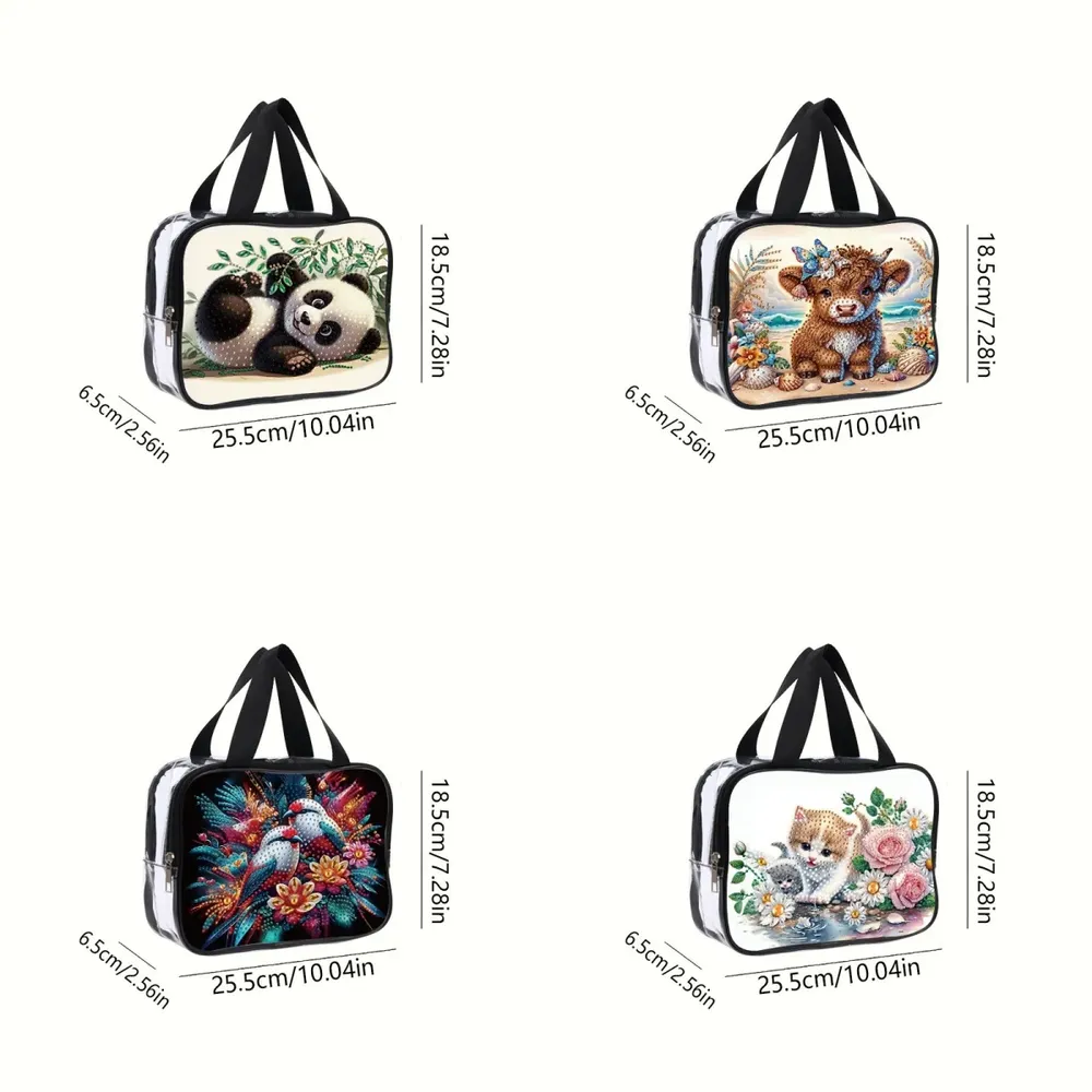 Reisetasche Diamantmalerei mit Kristallen und Tiermuster