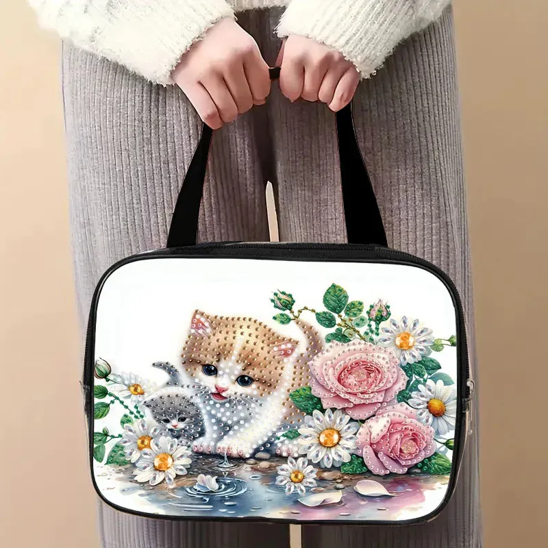 Reisetasche Diamantmalerei mit Kristallen und Tiermuster