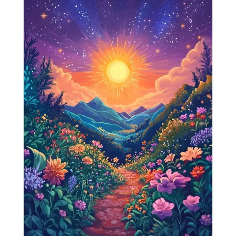 Sonne Diamantmalerei Landschaft 20 bis 70 cm