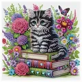 Spezialform Diamantmalerei Katze 30 x 30 cm für Erwachsene – Farbe AT843