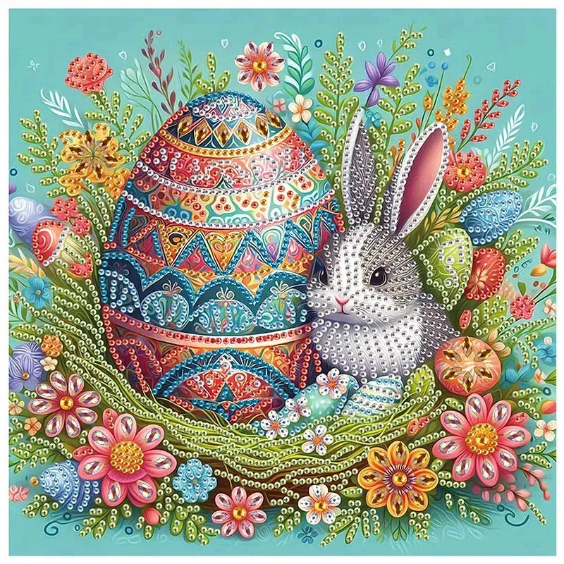 Spezialform Diamantmalerei Osterhase 30 x 30 cm