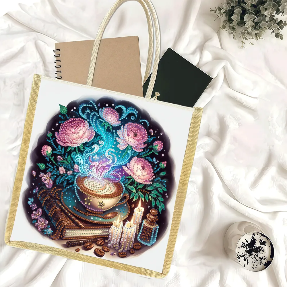 Tragetasche Diamantmalerei Blumenmuster aus Canvas mit Mustern