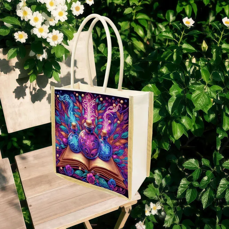 Tragetasche Diamantmalerei Blumenmuster aus Canvas mit Mustern