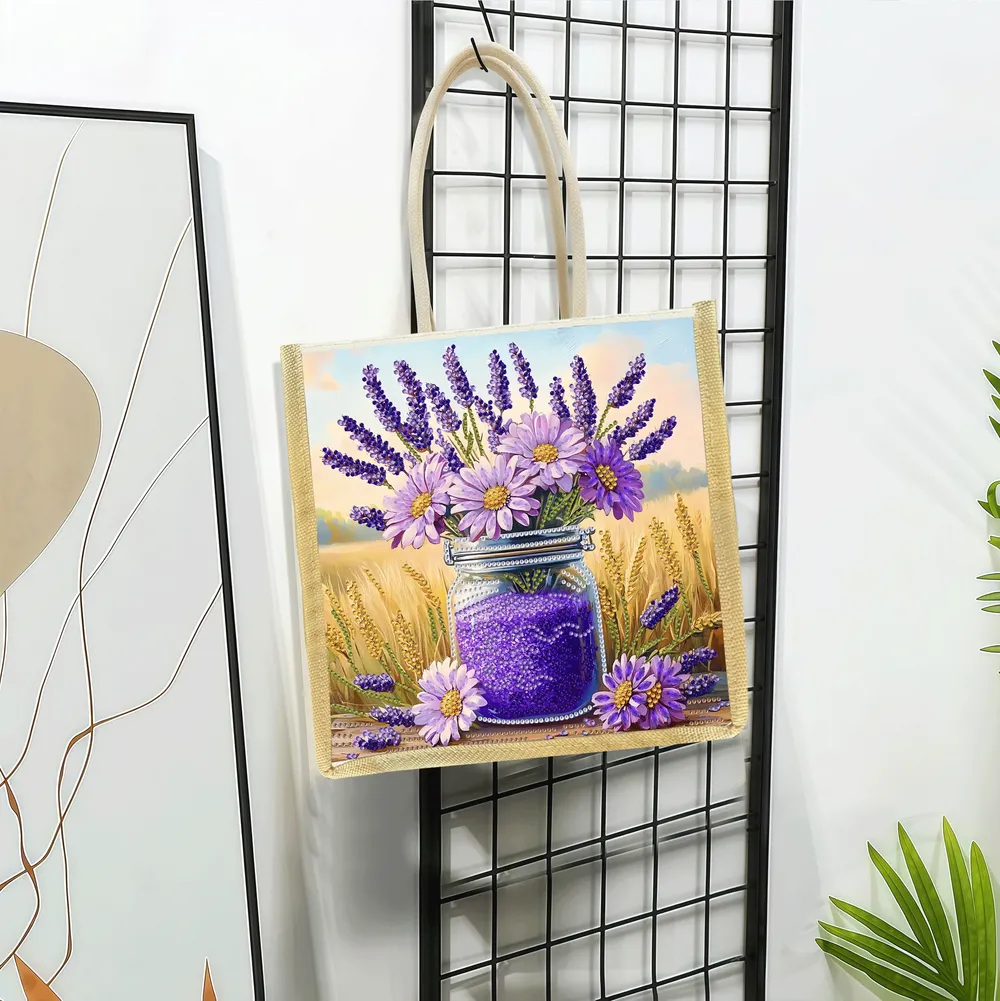 Tragetasche Diamantmalerei Blumenmuster aus Canvas mit Mustern