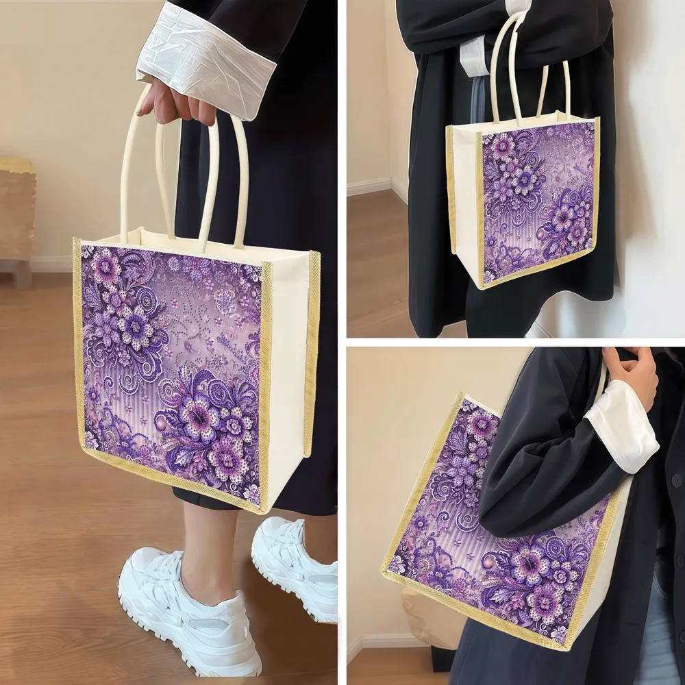 Tragetasche Diamantmalerei Blumenmuster aus Canvas mit Mustern