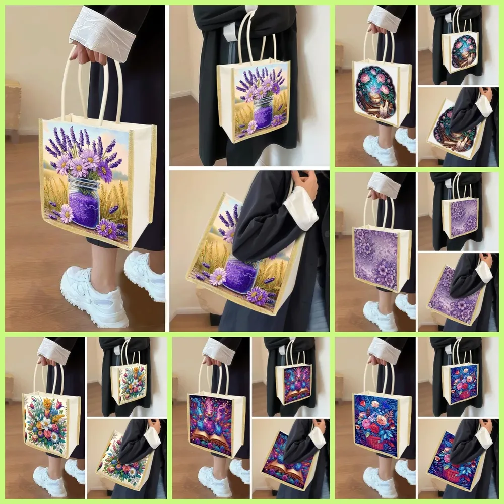 Tragetasche Diamantmalerei Blumenmuster aus Canvas mit Mustern