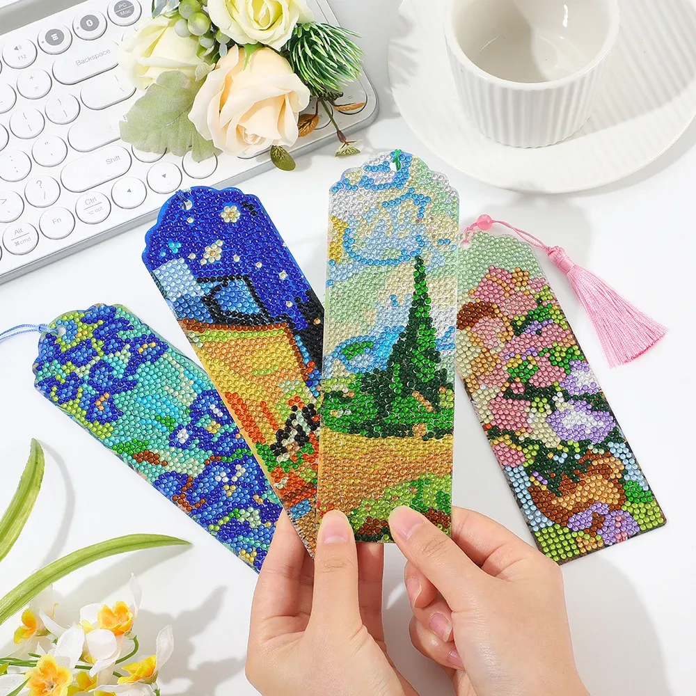 Van Gogh Diamantmalerei Lesezeichen Set mit Quasten für Buchliebhaber