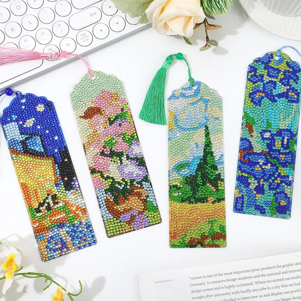 Van Gogh Diamantmalerei Lesezeichen Set mit Quasten für Buchliebhaber