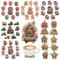 Weihnachten Diamantmalerei Untersetzer Set mit Halter Anti-Rutsch Holz – 1
