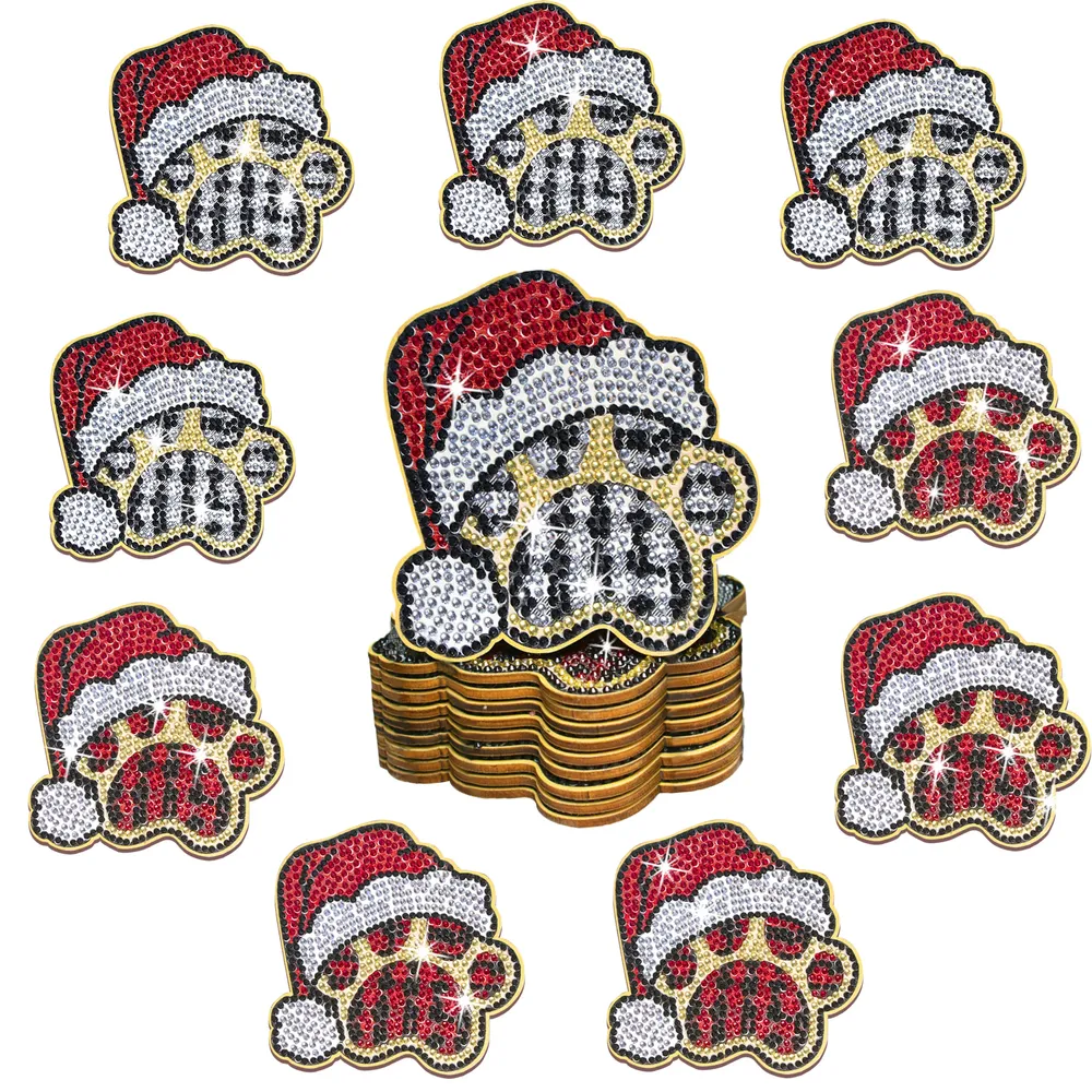Weihnachts Diamantmalerei Untersetzer Set Holz Anti-Rutsch Party