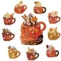 Weihnachts Diamantmalerei Untersetzer Set Holz Anti-Rutsch Party – Farbe AA1559B