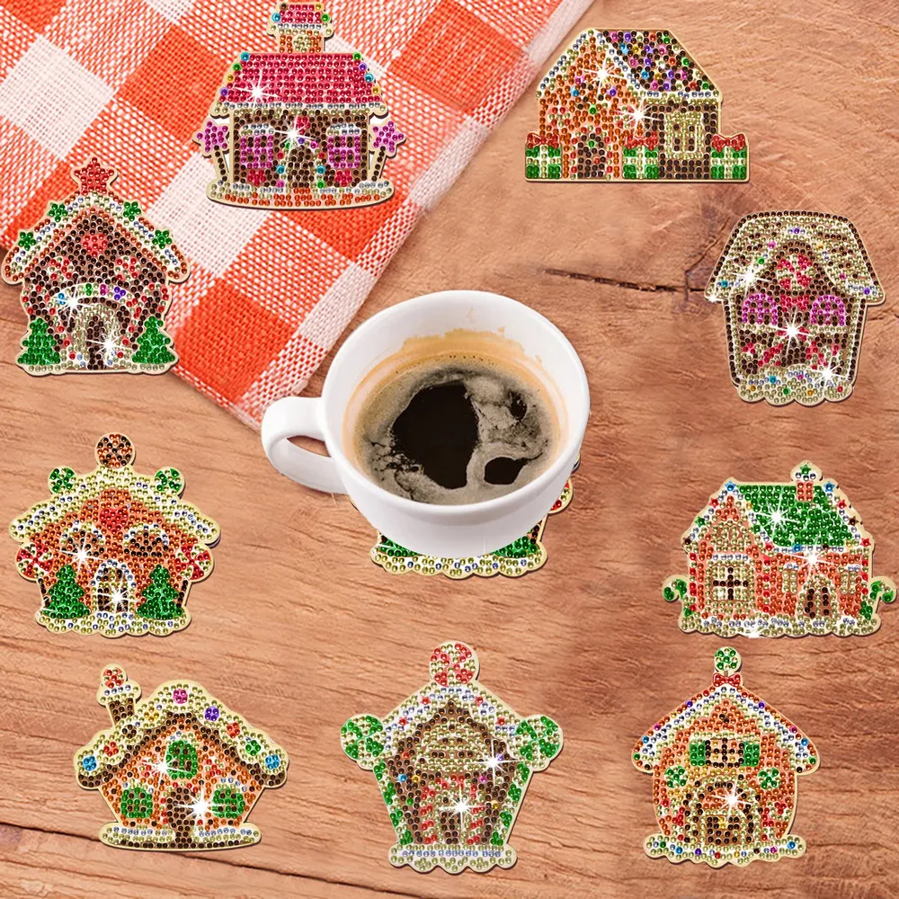 Weihnachts Diamantmalerei Untersetzer Set Holz Anti-Rutsch Party