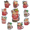 Weihnachts Diamantmalerei Untersetzer Set Holz Anti-Rutsch Party – Farbe AA1563B