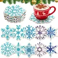 Weihnachts Diamantmalerei Untersetzer Set Schneeflockenmotiv Holz – 1