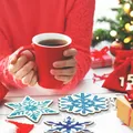 Weihnachts Diamantmalerei Untersetzer Set Schneeflockenmotiv Holz – 3