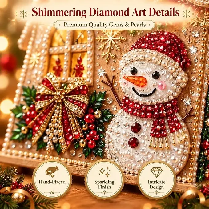 Weihnachtshaus Diamantmalerei Holz 3D Ornamente