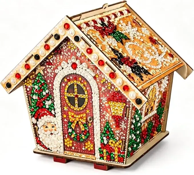 Weihnachtshaus Diamantmalerei Holz 3D Ornamente