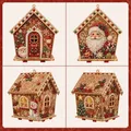 Weihnachtshaus Diamantmalerei Holz 3D Ornamente – Color Santa Claus-1pcs